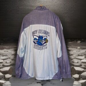 Vintage NBA New Orleans Hornets Jacket Men L Purple Embroidered Basketball
